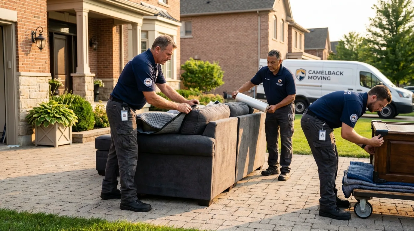Large estate moving crew wrapping furniture in Mokena, IL